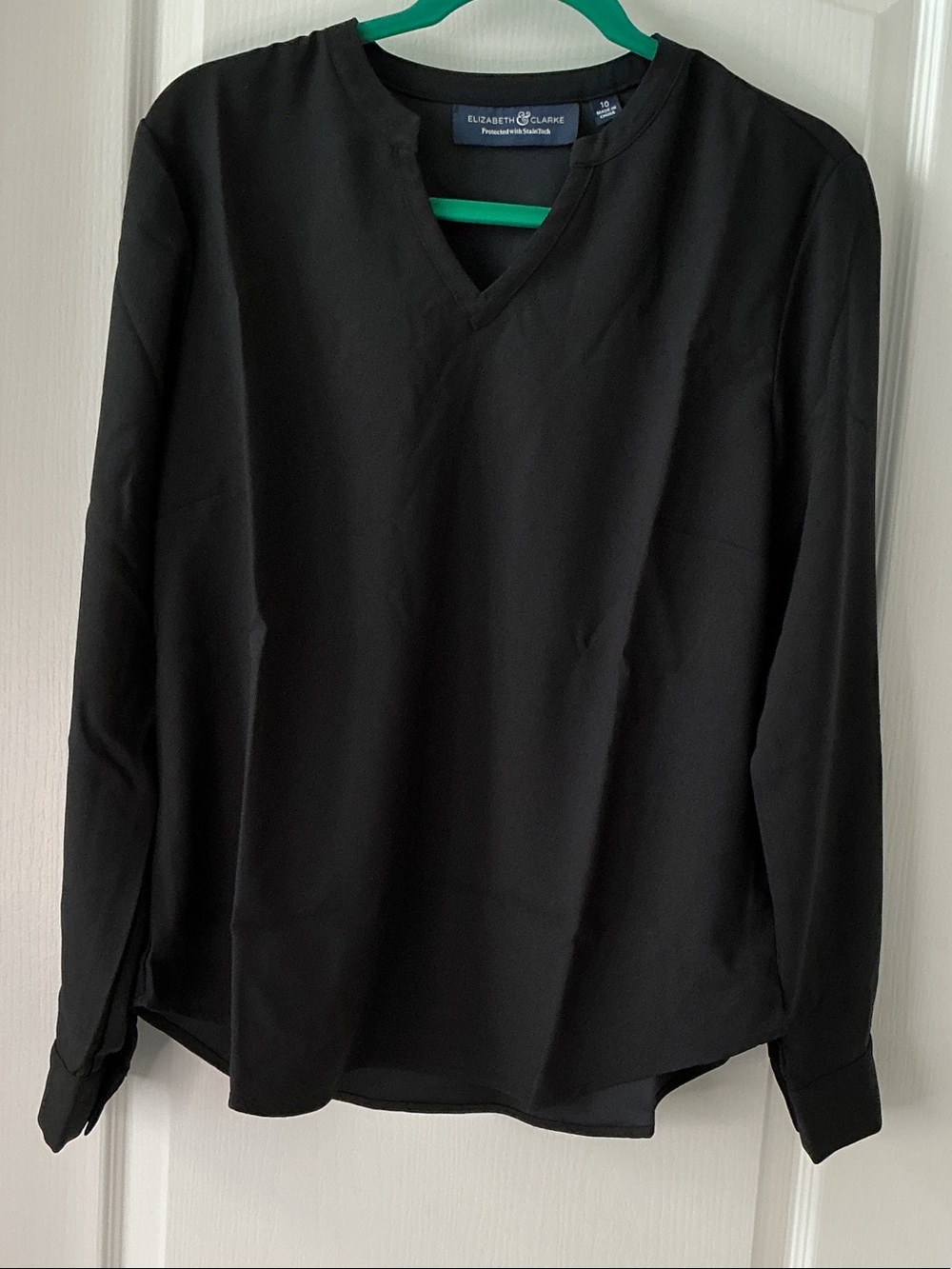 Elizabeth and Clarke Black V-Neck Long Sleeve Dress Shirt for Men